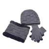 Berets 3PC/Set Scalf Hat Rękawice Ustaw ochronę ucha Wysokie Elastyczne Pełne palce polarowe