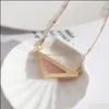 Pendentif Colliers Mode Rose Triangle Lapis Lazi Turquoise Rose Quartz Pierre Or Couleur Déclaration Collier Pour Femmes Fille Mjfashion Dhcrd