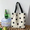 Sac à bandoulière en toile pour femmes, grands sacs à main, fourre-tout de Shopping décontracté à pois pour filles, sacs d'épicerie léopard