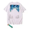 Offs Men's t Shirts Summer Couple's Arrow Short Sleeve Trendy T-shirt White Printed the Back
