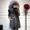 Women's fur Zadorin Winter Women Luxury ry Hooded Warm Faux Fur Jackets Female Slim Vest Femme L220829