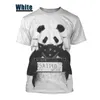 남성용 T 셔츠 귀여운 동물 팬더 프린트 3D 프린팅 티셔츠 여름 캐주얼 패션 재미있는 거리 성격 트렌드 탑 보석 둥근 목 짧은