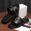 Men Summer Slippers Personality Metal Classic One Word Open Toe Decoration Lightweight Fashion Casual AD021