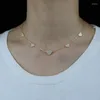 Chaînes Or Argent Couleur Minimal Délicat Coeur Pendentif Collier Bling Cz Station Charme Ras Du Cou Cadeau De La Fête Des Mères Bijoux