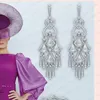 أقراط Dangle Godki Trendy Tassels Drop for Women Wedding Party Multicolor Cubic Zircon Dubai Bridal arring Boucle D'Oreille 2022