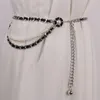 ベルトRyfix 2022ファッションエレガントな女性のマルチレイヤー織物ビーズ腰チェーンメタルレザーステッチレトロパールベルトBG2161