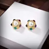 Orecchini per borchie con marchio vintage oro 18k oro per donne geometrie eleganti geometria colorata di anelli di pietra colorati di gioielli
