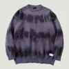 Mens Sweaters Streetwear Tiedye Stripe Knitted Sweaters Mens Hip Hop Harajuku Distressed Inkjet Color Oversize Casual ONeck Pullover Couples 220829