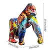 Nordic Kreative Objekte Home Dekoration Zubehör Bunte Graffiti Gorilla Skulptur Tier Statue Kreative Handwerk Ornament Ret304W