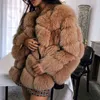 Women's Fur 2019 Herfst Winter Nieuwe Faux Bontjas Lange Sectie Stiksels Vos Bont Grote Maat Jas L220829