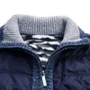 Suéteres para hombres Suéter de invierno Hombres Grab Velvet Stand Collar Abrigo suelto Otoño Espesado Chaqueta cálida Cremallera Cardigan