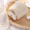 Evening Bags Luxury Hand Woven Pearl For Women Small Beaded Flap Box Clutch Purses And Handbag Ladies Mini Party Bag