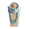 Pendant Necklaces 2022 Colorful Flowers Printing Chiffon Scarf Necklace For Women Muffler Jewelry