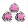 Tıkıklar kancalar pembe aşk rhinestone kalp yığını toka 18mm çırpıda düğme zirkon takılar Bk Snaps için DIY mücevher bulguları S DHSELLER2010 DH2GY