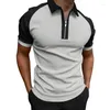 Herren Polos Workout Shirts Männer Männlich Sommer Solide Patchwork T-shirt Umlegekragen Raglanärmel Tops Hals