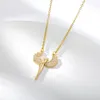 Pendant Necklaces Wing Angel Stainless Steel Gold Color CZ Necklace For Women Wedding Band Choker Cubic Zirconia Jewelry Bride Gift