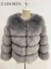 Futro damskie Faux Fur Zadorin z długim rękawem Faux moda zimowa grube ciepłe s odzież wierzchnia płaszcz ze sztucznego futra kobiety odzież L220829