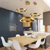 Pendant Lamps Modern DIY Gold Ring Chandelier Hanging Lights For Living Room Shop Market Decoration LED Lighting Dimmable 110v 220v