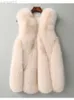 Femmes Zadorin nouveauté Long Gilet moelleux vestes femmes Slim Faux manteau haute qualité Patchwork fausse fourrure Gilet L220829