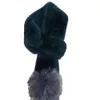 Rex Rabbit Futra szalik szalik zima dla kobiet ciepłe miękkie wygodne wygodne srebrny lis pom pomp pomp