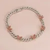 CHOKER RETRO RINESTONE PINK BUTTERFLY Ожерелье для женщин -ключица Цепочка панк -кубинская цепная инкрустация