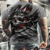 Men's Tracksuits Fashion Summer Horror Skull 3D Printed Men's T-Shirt Casual Oversized O-Neck Short Sleeve Clothes Streetwear Hip Hop
