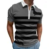 Men's Polos Mens Black Top Men 3D Printed Zipper Summer Casual Blouse Lapel Short Sleeves Shirt Yoga Long Sleeve