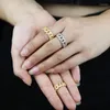 Wedding Rings Cuban Chain Cubic Zircon Ring Silver Color Engagement Gothic Punk Hollow Finger Jewelry For Women Men9945417