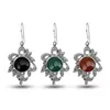Fashion Dangle for Women S925 Sterling Silver Malachite Earrings Inlaid With Agate Romantic Fine Jewelry Wedding Party Gifts