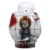 Felpe con cappuccio da uomo Bride Of Chucky Felpa con cappuccio stampata in 3D Felpe Uomo Donna Moda Casual Pullover Harajuku Streetwear Oversize