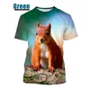 남자 T 셔츠 2022 트렌드 동물 다람쥐 3D 프린팅 셔츠 캐주얼 남자/여자 귀여운 패턴 짧은 슬리브 xs-5xl