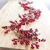 Decorative Flowers Red Berry Garland Christmas Artificial Fruit Cuttings Tree Decorations Door Hanging Ornaments Home Wedding Decor