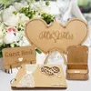 Decoração de festa Wood-Hearts Shaped Guest Book Sign Decor com Cartões de identificação de suporte Casamentos Partes de festas