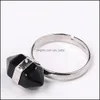 Anillos de racimo Anillos de prisma hexagonal Piedras preciosas Cristal Cuarzo Punto de curación Chakra Encantos de piedra Apertura para mujeres Hombres Gota Del Lulubaby Dhtkd