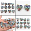 Charms Retro Colorf Natural 7 colori pietra resina a forma di cuore pendenti con ciondoli all'ingrosso per collana creazione di gioielli Drop Del Mjfashion Dhqci