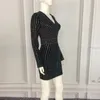 Повседневные платья Hageofly Women Bling с длинным рукавом черный VNECK Full Office Party Brazil vestidos xxl 220829