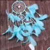 Kunst- en ambachten kunst- en ambachten LED Light Dream Catcher Handgemaakte Feather Car Home Muur Hangende Decoratie Ornamenten Geschenk Wind Chimes Dhrys