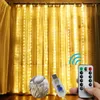 Luces de cuerda de cortina de cadenas 3x3m 300 LED Ventana con 8 modos USB Fairy para bodas Fiesta de Navidad