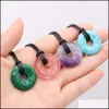 H￤nge halsband 25mm Safy Lucky Buckle Shape Reiki Healing Crystal Pendant Energy Circle Stone Quartz Charms Halsband F MJFashion DHH4O