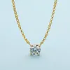 Colgantes Chapado en oro amarillo de 18 quilates 1 Diamante redondo de talla brillante Prueba D Color Moissanite Collar con colgante Plata 925 Cadena de piedras preciosas261O