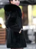 Kadınlar Kürk Zadorin 4xl Kadın Kış Ceket Moda Sıradan Sıcak Sahte Sahte Kapşak Yüksek Kalite Artı Boyut Bayanlar Kürk Ceketleri Siyah Palto L220829
