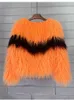 Women's fur Zadorin New Winter Women Contrast Color Faux Mongolia Sheep European Fashion Fluffy Fake Fur Coat Vest 2022 L220829