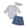 Ensembles de vêtements 6-24M né enfant bébé fille automne vêtements ensemble à manches longues body haut Denim jupe robe élégant mignon coton tenue