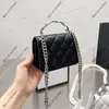 F/W Women Classic Flap Mini Shoulder Bag Vintage Lychee Pattern Calfskin Diamond Lattice Quilted Silver Chain Fanny Pack Fashion Trend Cosmetic Coin Purse 13cm