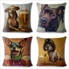 Cuscino Cute Funny Cartoon Pet Dog Print Cover 45 Fodere quadrate in lino Cuscini Federe Divano Home Decor Federa