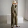 Robes décontractées Vert Minimaliste Lâche Robe d'été pour femmes 2022 Col rond Manches longues Oversize Midi Femme Vêtements X712