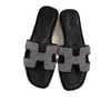 Slipper Slides Designer Agency Herme Summer Women's Fashion Beads Flash Diamond Heach H على شكل H
