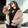 Women's fur Zadorin Winter Women High Quality Faux Rabbit With Hood ry Warm Oversize Fake Fur Female Plush Jackets L220829