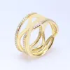 CZ Diamond Line Yellow Gold Swirl Ring's Swed Wedding Jewelry для 925 Silver Grives Gift Dired Rings с оригинальной коробкой Set1706240