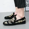 Loafers Men Shoes Black Faux Suede Exquisite Embroidery Fashion Business Casual Everyday Versatile AD009